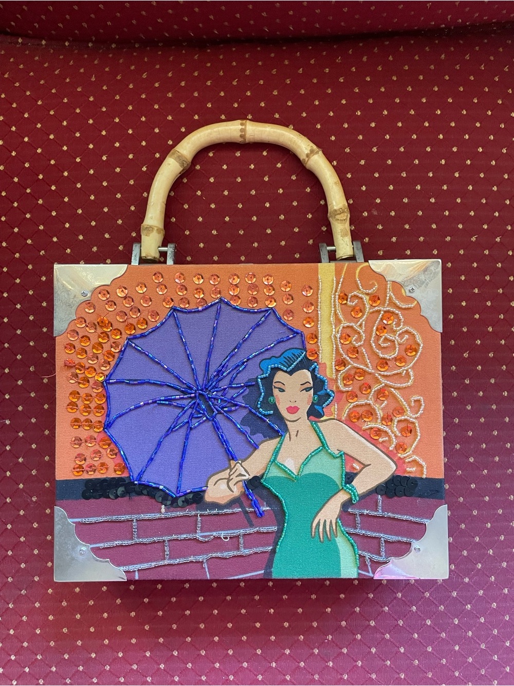 Bueno Artistic Tote with Teal Dress & Purple Umbrella